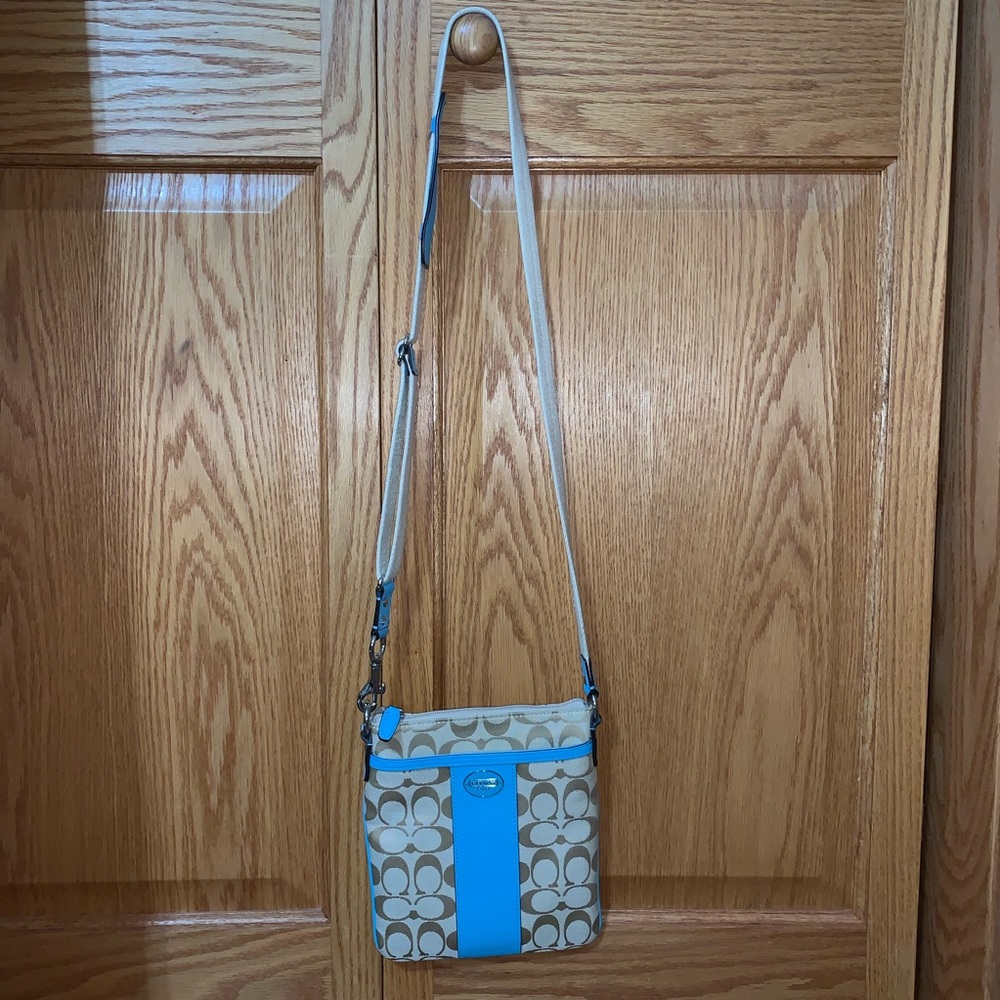Coach crossbody bag with blue accents